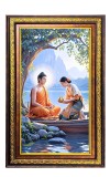 Lord Buddha Digital Golden Balck Color Photo Frame | Hindu Religious Wall Decor | 12x18 Inches - Inspirational Wall Art For Office, Home Decor - Ideal Spiritual Gift (F16515)