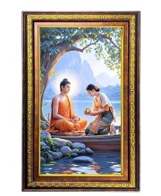 Lord Buddha Digital Golden Balck Color Photo Frame | Hindu Religious Wall Decor | 10x16 Inches - Inspirational Wall Art For Office, Home Decor - Ideal Spiritual Gift (F16515)