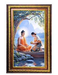 Lord Buddha Digital Golden Balck Color Photo Frame | Hindu Religious Wall Decor | 16x22 Inches - Inspirational Wall Art For Office, Home Decor - Ideal Spiritual Gift (F16515)