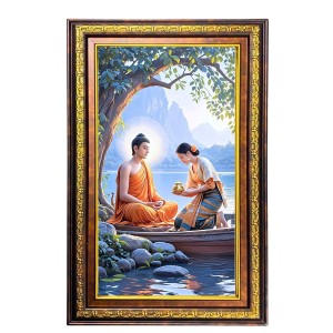 Lord Buddha Digital Golden Balck Color Photo Frame | Hindu Religious Wall Decor | 14x20 Inches - Inspirational Wall Art For Office, Home Decor - Ideal Spiritual Gift (F16515)