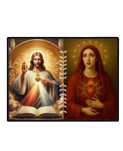 Jesus And Immaculate Heart Of Mary Laminated Photo - 5x7 Inches, Divine Blessings For Home & Office And Temple Decoration (F16191)