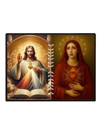 Jesus And Immaculate Heart Of Mary Laminated Photo - 7x9 Inches, Divine Blessings For Home & Office And Temple Decoration (F16191)
