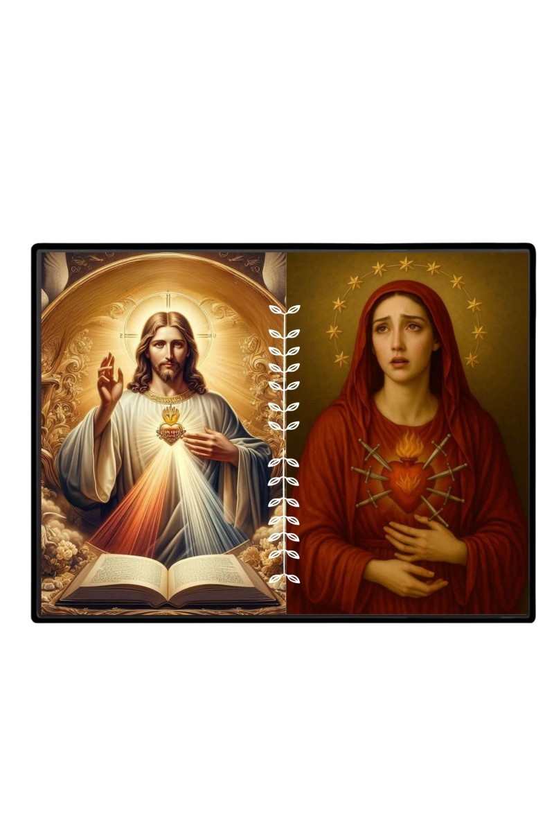 Jesus And Immaculate Heart Of Mary Laminated Photo - 5x7 Inches, Divine Blessings For Home & Office And Temple Decoration (F16191)