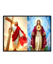 Jesus Immaculate Heart Of Mary Laminated Photo - 11x13 Inches, Divine Blessings For Home & Office And Temple Decoration (F16244)
