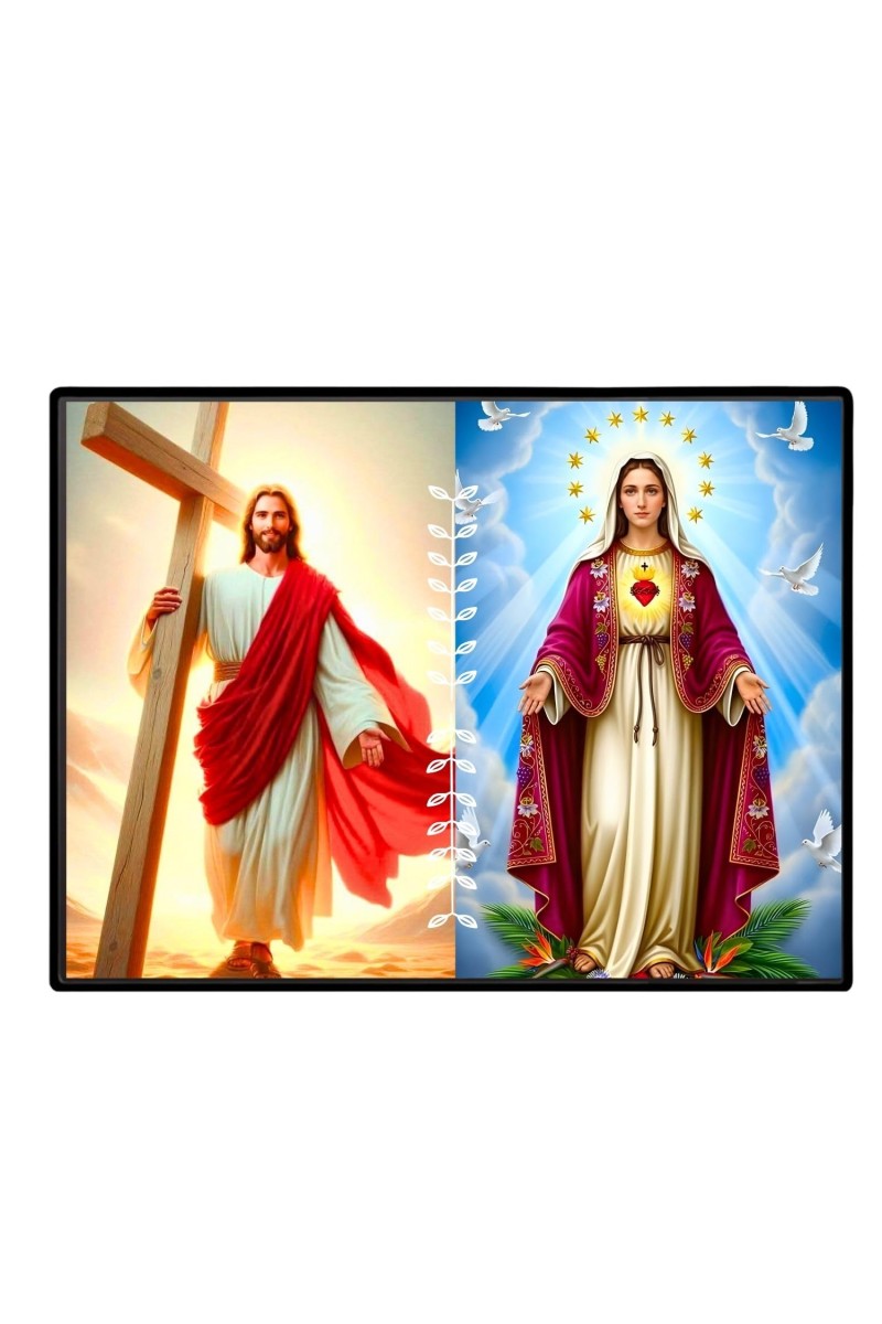 Jesus Immaculate Heart Of Mary Laminated Photo - 11x13 Inches, Divine Blessings For Home & Office And Temple Decoration (F16244)