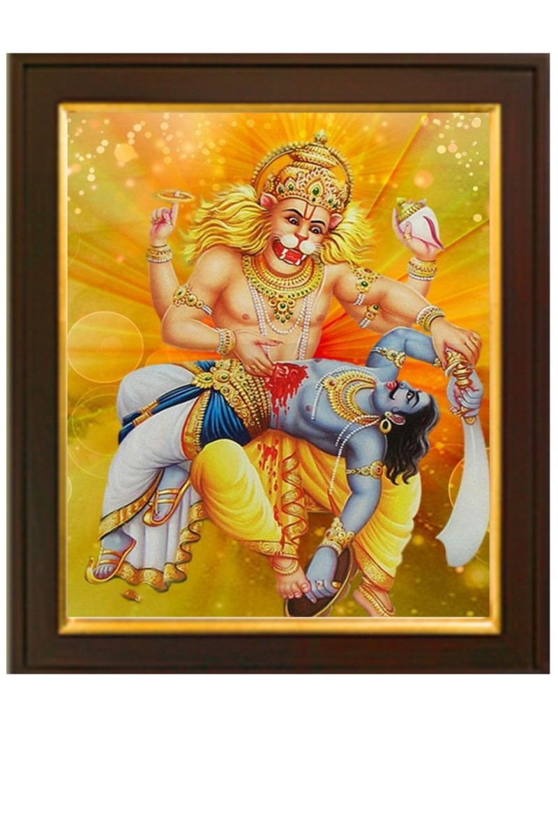 HI Tech Sales Narasimha Beautiful Sparkle Print Painting Photo Frame (10 x 12 Inch)