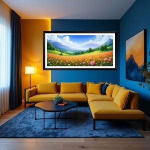 Nature Landscape Floating Frame Scenery Digital Print - (I5760) - 18x36 inch Modern Nature Wall Art for Living Room, Bedroom, Office, Hotels, Drawing Room