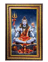 Lord Shiva Digital Golden Balck Color Photo Frame | Hindu Religious Wall Decor | 14x20 Inches - Inspirational Wall Art For Office, Home Decor - Ideal Spiritual Gift (F16924)
