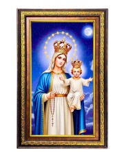 Mary And Jesus Digital Golden Balck Color Photo Frame | Hindu Religious Wall Decor | 10x16 Inches - Inspirational Wall Art For Office, Home Decor - Ideal Spiritual Gift (F16770)