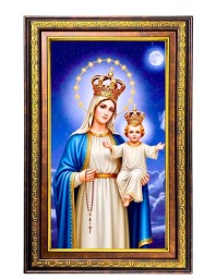 Mary And Jesus Digital Golden Balck Color Photo Frame | Hindu Religious Wall Decor | 10x16 Inches - Inspirational Wall Art For Office, Home Decor - Ideal Spiritual Gift (F16770)
