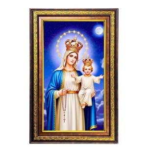 Mary And Jesus Digital Golden Balck Color Photo Frame | Hindu Religious Wall Decor | 10x16 Inches - Inspirational Wall Art For Office, Home Decor - Ideal Spiritual Gift (F16770)