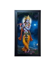 Lord Krishna Playing Flute Divine Art Photo Frame – Sacred Acrylic Wall Decor for Home, Office & Temple (39.5 x 24.3 cm)