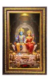 Lord Vishnu Laskmi Digital Golden Balck Color Photo Frame | Hindu Religious Wall Decor | 10x16 Inches - Inspirational Wall Art For Office, Home Decor - Ideal Spiritual Gift (F16722)