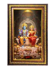 Lord Vishnu Laskmi Digital Golden Balck Color Photo Frame | Hindu Religious Wall Decor | 10x16 Inches - Inspirational Wall Art For Office, Home Decor - Ideal Spiritual Gift (F16722)
