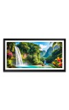 Nature Landscape Floating Frame Scenery Digital Print - (I5861) - 18x36 inch Modern Nature Wall Art for Living Room, Bedroom, Office, Hotels, Drawing Room