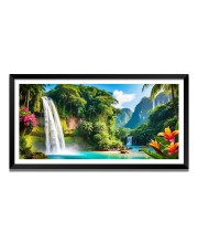 Nature Landscape Floating Frame Scenery Digital Print - (I5861) - 12x24 inch Modern Nature Wall Art for Living Room, Bedroom, Office, Hotels, Drawing Room
