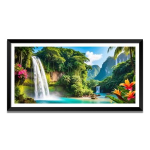 Nature Landscape Floating Frame Scenery Digital Print - (I5861) - 12x24 inch Modern Nature Wall Art for Living Room, Bedroom, Office, Hotels, Drawing Room