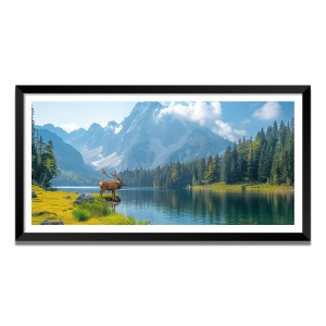Nature Landscape Floating Frame Scenery Digital Print - (I5550) - 12x24 inch Modern Nature Wall Art for Living Room, Bedroom, Office, Hotels, Drawing Room