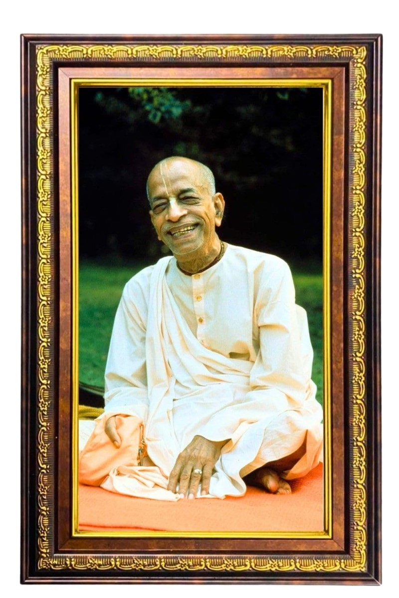Bhaktivedanta Swami Prabhupada Digital Golden Balck Color Photo Frame | Hindu Religious Wall Decor | 10x16 Inches - Inspirational Wall Art For Office, Home Decor - Ideal Spiritual Gift (F16774)