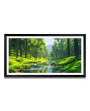 Nature Landscape Floating Frame Scenery Digital Print - (I5822) - 12x24 inch Modern Nature Wall Art for Living Room, Bedroom, Office, Hotels, Drawing Room