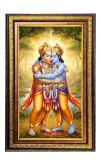 Lord Hanuman And Lord Rama Digital Golden Balck Color Photo Frame | Hindu Religious Wall Decor | 16x22 Inches - Inspirational Wall Art For Office, Home Decor - Ideal Spiritual Gift (F16706)