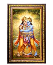 Lord Hanuman And Lord Rama Digital Golden Balck Color Photo Frame | Hindu Religious Wall Decor | 10x16 Inches - Inspirational Wall Art For Office, Home Decor - Ideal Spiritual Gift (F16706)