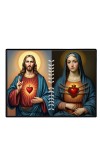 Jesus And Immaculate Heart Of Mary Laminated Photo - 5x7 Inches, Divine Blessings For Home & Office And Temple Decoration (F16188)