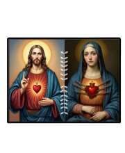 Jesus And Immaculate Heart Of Mary Laminated Photo - 5x7 Inches, Divine Blessings For Home & Office And Temple Decoration (F16188)