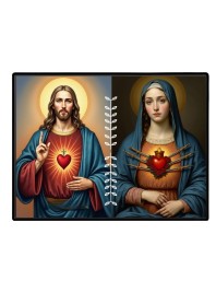 Jesus And Immaculate Heart Of Mary Laminated Photo - 7x9 Inches, Divine Blessings For Home & Office And Temple Decoration (F16188)