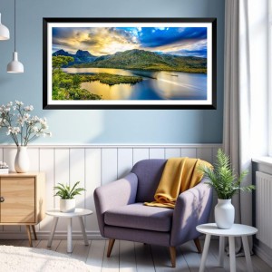 Nature Landscape Floating Frame Scenery Digital Print - (I5733) - 12x24 inch Modern Nature Wall Art for Living Room, Bedroom, Office, Hotels, Drawing Room