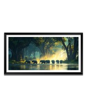 Nature Landscape Floating Frame Scenery Digital Print - (I5561) - 12x24 inch Modern Nature Wall Art for Living Room, Bedroom, Office, Hotels, Drawing Room
