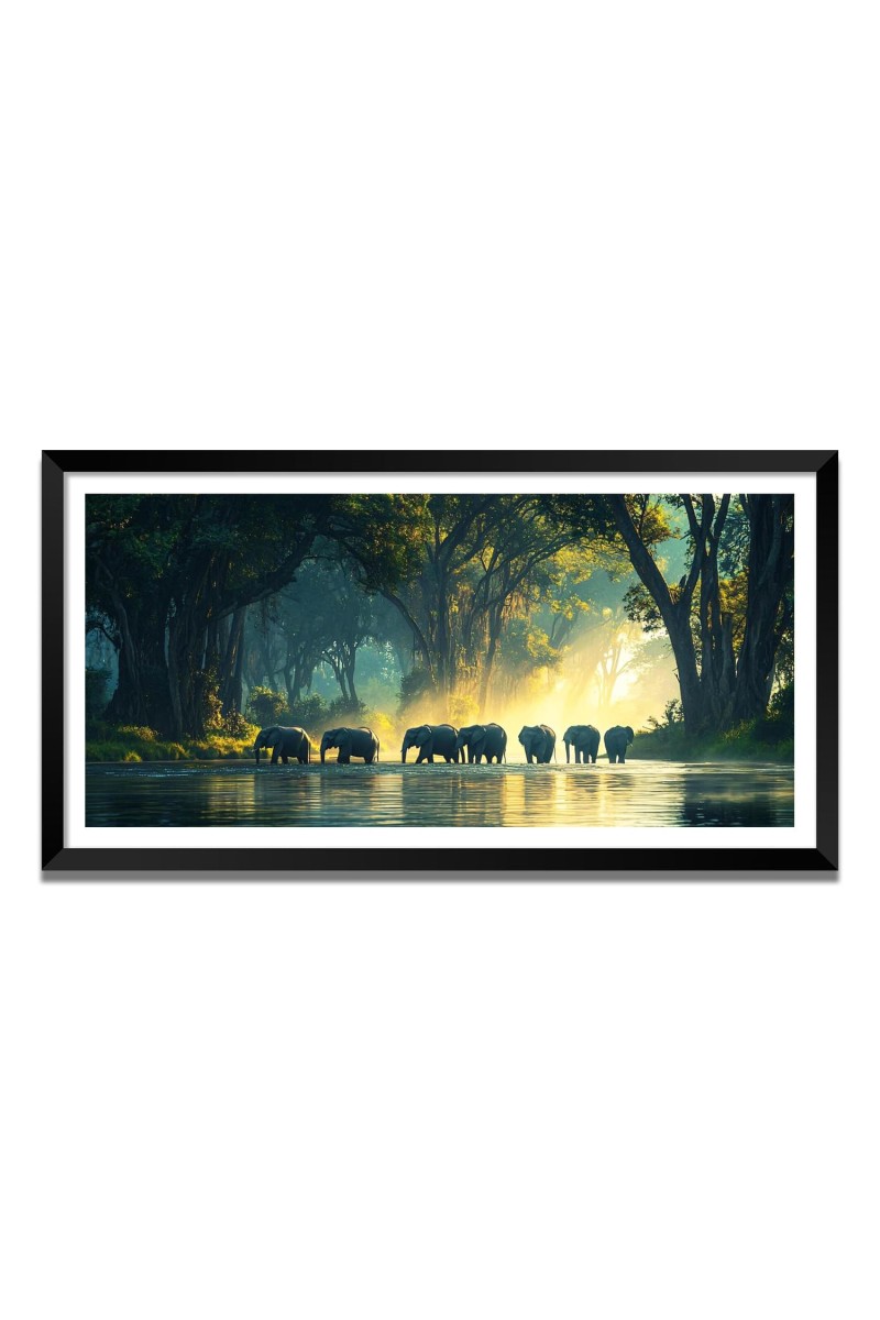 Nature Landscape Floating Frame Scenery Digital Print - (I5561) - 12x24 inch Modern Nature Wall Art for Living Room, Bedroom, Office, Hotels, Drawing Room