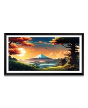Nature Landscape Floating Frame Scenery Digital Print - (I5807) - 12x24 inch Modern Nature Wall Art for Living Room, Bedroom, Office, Hotels, Drawing Room