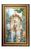 Lord Krishna Digital Golden Balck Color Photo Frame | Hindu Religious Wall Decor | 18x24 Inches - Inspirational Wall Art For Office, Home Decor - Ideal Spiritual Gift (F16674)