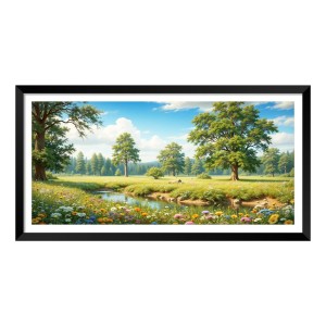 Nature Landscape Floating Frame Scenery Digital Print - (I5898) - 12x24 inch Modern Nature Wall Art for Living Room, Bedroom, Office, Hotels, Drawing Room