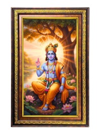 Lord Krishna Digital Golden Balck Color Photo Frame | Hindu Religious Wall Decor | 10x16 Inches - Inspirational Wall Art For Office, Home Decor - Ideal Spiritual Gift (F16857)