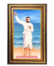 Ramakrishna Paramahamsa Digital Golden Balck Color Photo Frame | Hindu Religious Wall Decor | 18x24 Inches - Inspirational Wall Art For Office, Home Decor - Ideal Spiritual Gift (F16945)