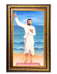 Ramakrishna Paramahamsa Digital Golden Balck Color Photo Frame | Hindu Religious Wall Decor | 12x18 Inches - Inspirational Wall Art For Office, Home Decor - Ideal Spiritual Gift (F16945)