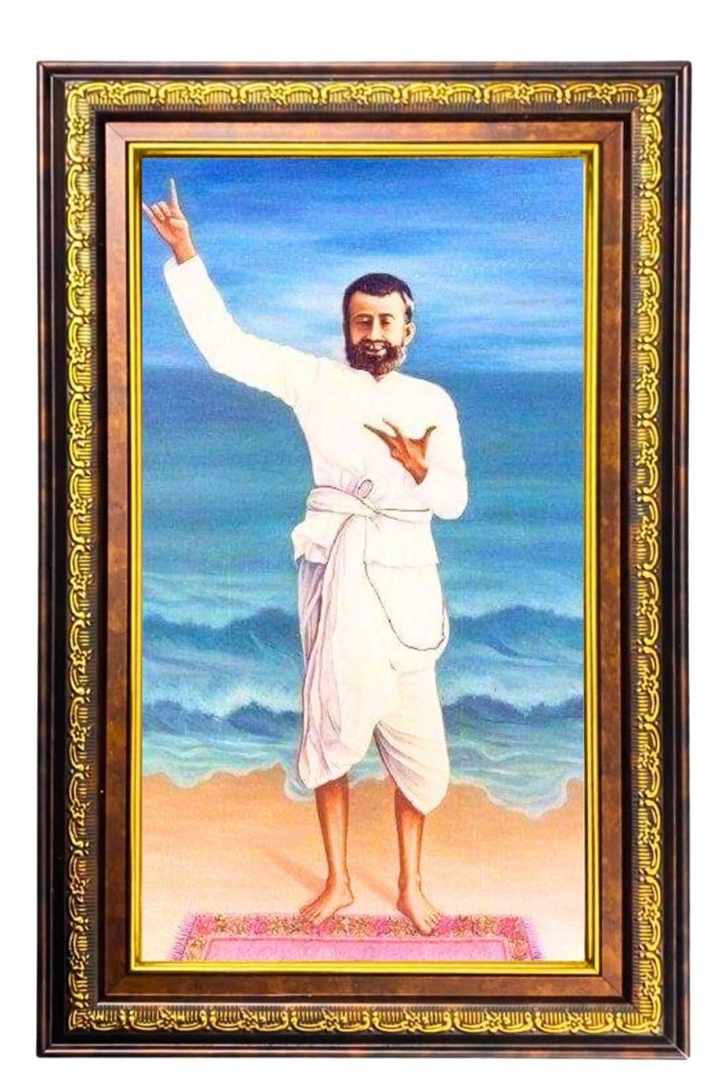 Ramakrishna Paramahamsa Digital Golden Balck Color Photo Frame | Hindu Religious Wall Decor | 18x24 Inches - Inspirational Wall Art For Office, Home Decor - Ideal Spiritual Gift (F16945)