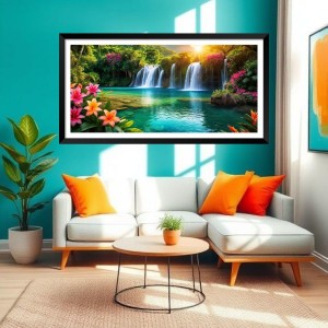 Nature Landscape Floating Frame Scenery Digital Print - (I5783) - 12x24 inch Modern Nature Wall Art for Living Room, Bedroom, Office, Hotels, Drawing Room