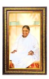Sri Mata Amritanandamayi Devi Digital Golden Balck Color Photo Frame | Hindu Religious Wall Decor | 16x22 Inches - Inspirational Wall Art For Office, Home Decor - Ideal Spiritual Gift (F16631)