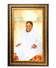 Sri Mata Amritanandamayi Devi Digital Golden Balck Color Photo Frame | Hindu Religious Wall Decor | 16x22 Inches - Inspirational Wall Art For Office, Home Decor - Ideal Spiritual Gift (F16631)