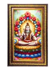 Lord Shiva Digital Golden Balck Color Photo Frame | Hindu Religious Wall Decor | 16x22 Inches - Inspirational Wall Art For Office, Home Decor - Ideal Spiritual Gift (F16925)