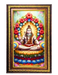 Lord Shiva Digital Golden Balck Color Photo Frame | Hindu Religious Wall Decor | 10x16 Inches - Inspirational Wall Art For Office, Home Decor - Ideal Spiritual Gift (F16925)