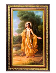 Sri Chaitanya Mahaprabhu Digital Golden Balck Color Photo Frame | Hindu Religious Wall Decor | 18x24 Inches - Inspirational Wall Art For Office, Home Decor - Ideal Spiritual Gift (F16781)