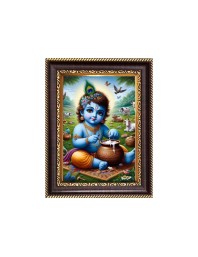 Bal Gopal Bal Krishna Digital Print Photo 10.7x12.7 inches - Vibrant Religious Wall Art for Home or Office Decor.