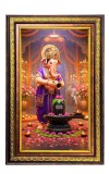 Lord Ganesha Digital Golden Balck Color Photo Frame | Hindu Religious Wall Decor | 18x24 Inches - Inspirational Wall Art For Office, Home Decor - Ideal Spiritual Gift (F16827)
