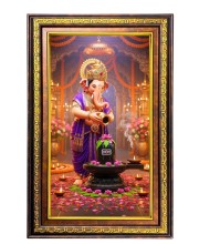 Lord Ganesha Digital Golden Balck Color Photo Frame | Hindu Religious Wall Decor | 10x16 Inches - Inspirational Wall Art For Office, Home Decor - Ideal Spiritual Gift (F16827)