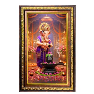 Lord Ganesha Digital Golden Balck Color Photo Frame | Hindu Religious Wall Decor | 12x18 Inches - Inspirational Wall Art For Office, Home Decor - Ideal Spiritual Gift (F16827) Lord Ganesha Digital Golden Balck Color Photo Frame | Hindu Religious Wall Decor | 12x18 Inches - Inspirational Wall Art For Office, Home Decor - Ideal Spiritual Gift (F16827)