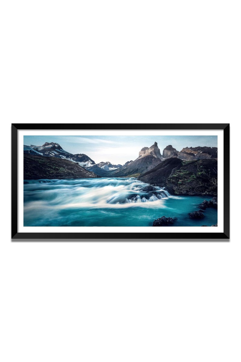 Nature Landscape Floating Frame Scenery Digital Print - (I5880) - 24x48 inch Modern Nature Wall Art for Living Room, Bedroom, Office, Hotels, Drawing Room